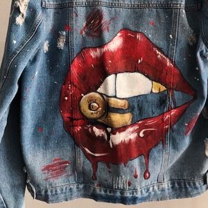 Oversized Jean Jacket painted by Rama Mustapha
